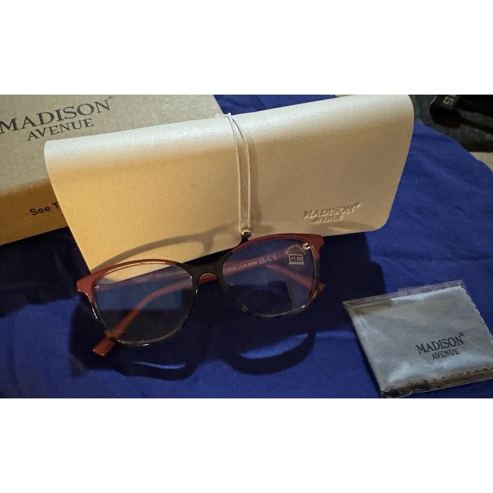 Madison Avenue Square Tortoise Shell +1.0 Reading Glasses New In Box